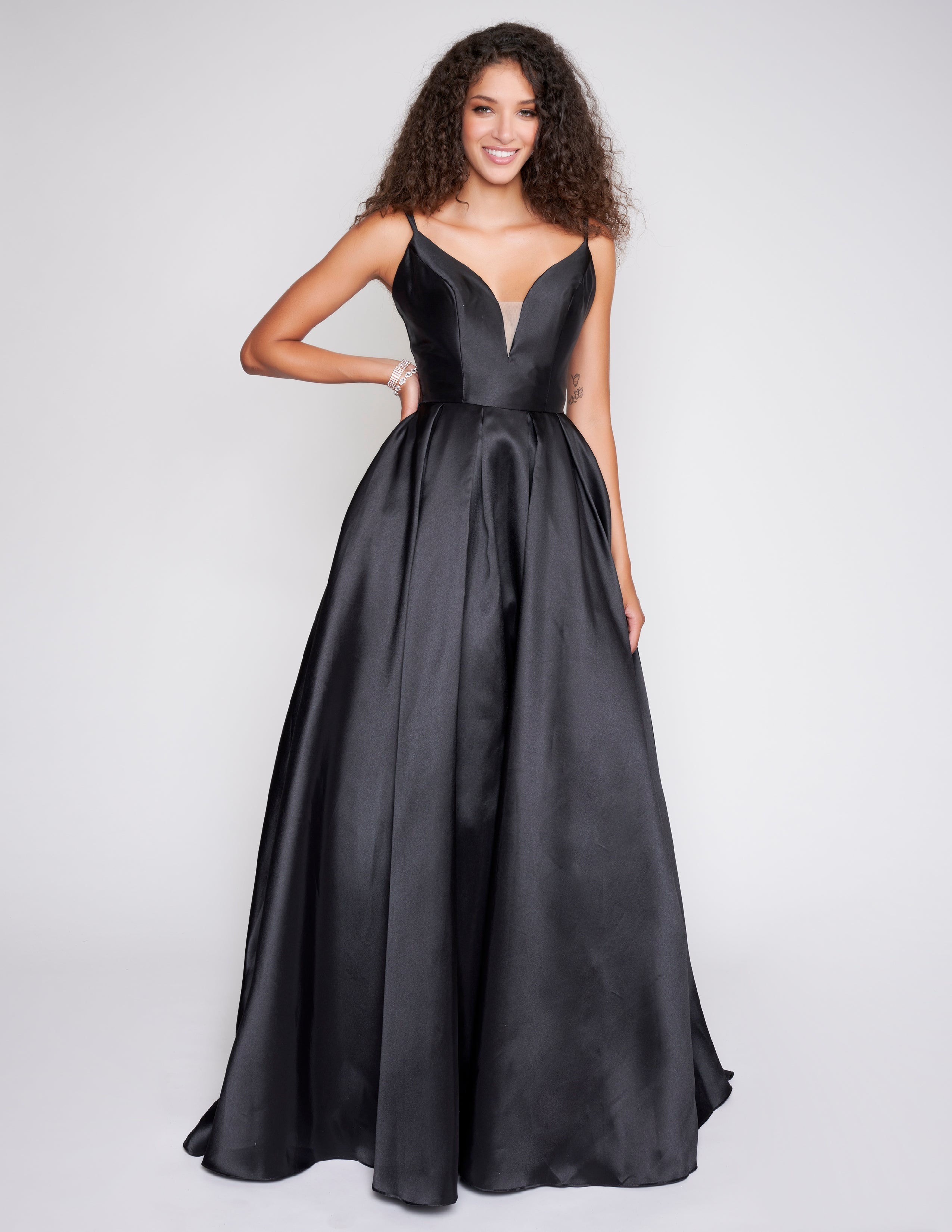 Charming Off Shoulder Black Appliques Green Satin Ball Gown Prom Gown –  AlineBridal
